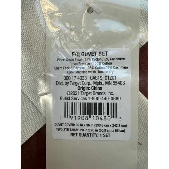 Casaluna Cashmere Blend Duvet Cover Set-FULL/QUEEN- Dark Clay - Picture 3 of 7